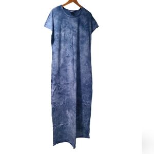 LLR LuLaRoe Maria Blue & White Tie Dye Maxi Dress Plus Sz 2XL